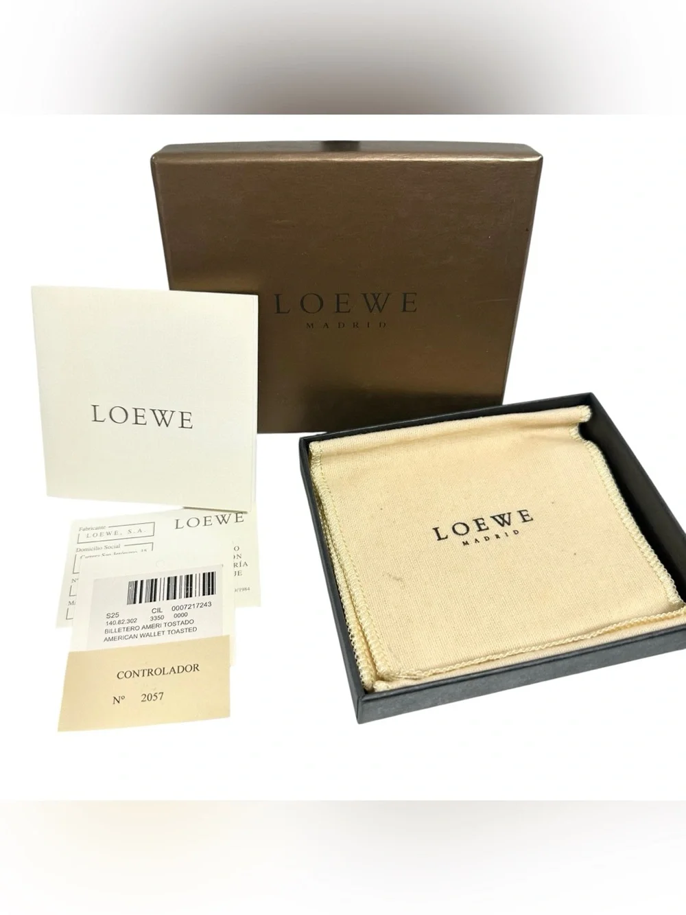 Loewe Brown Leather Embossed Men’s Bifold Wallet with Box and Cards